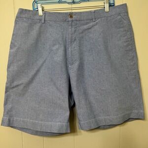 Louis Raphael Rosso Red Blue Cotton Oxford Flat Front Shorts Mens Size 38